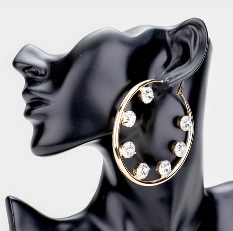 Diamond Hoop Earrings Gold