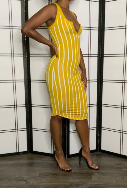 Striped Summer Dress (Mustard)