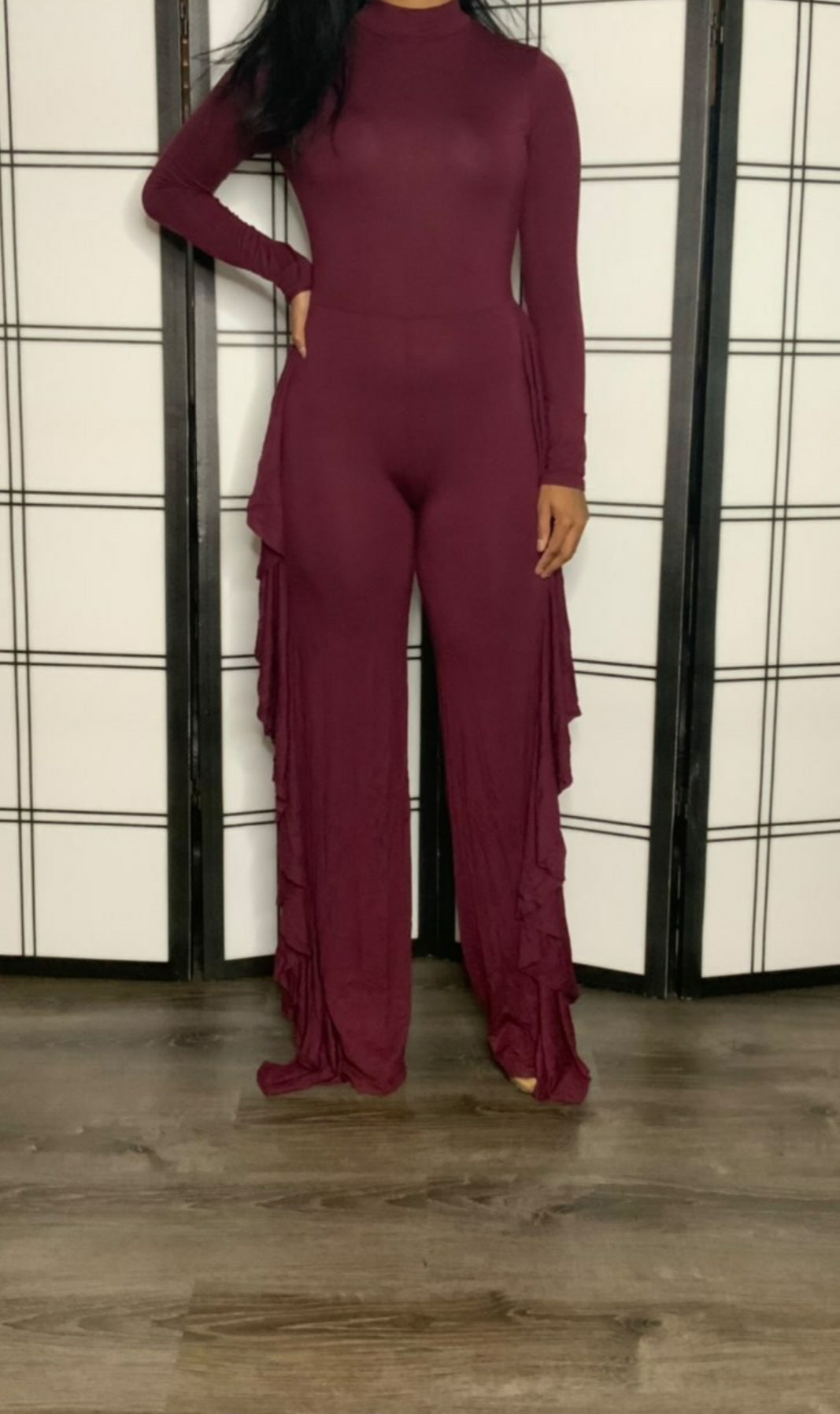 Rump Shaker Jumpsuit (Burgundy)