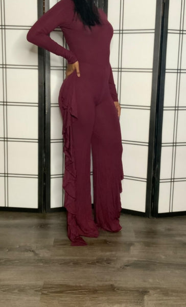 Rump Shaker Jumpsuit Curvy (Burgundy)