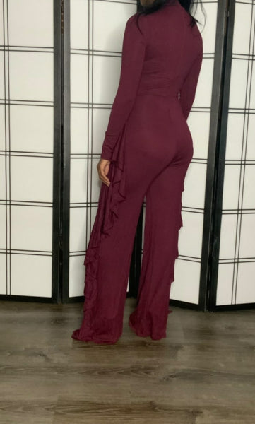 Rump Shaker Jumpsuit Curvy (Burgundy)