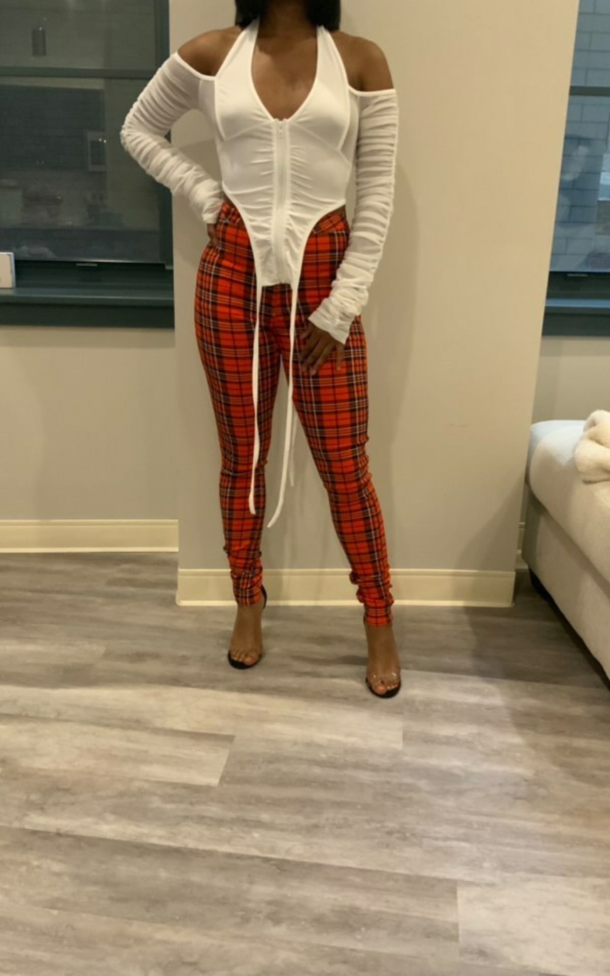 Simone Plaid Pants (Red)