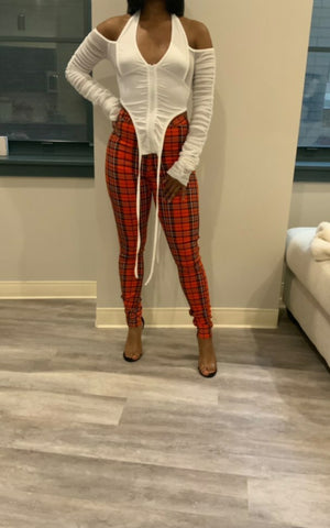 Simone Plaid Pants (Red)