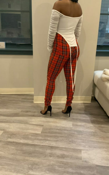 Simone Plaid Pants (Red)