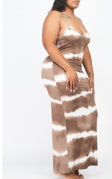 Fun In The Sun (Curvy) Maxi Dress (Taupe)