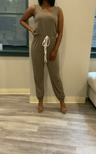 Basic Drawstring Jumpsuit (Taupe)