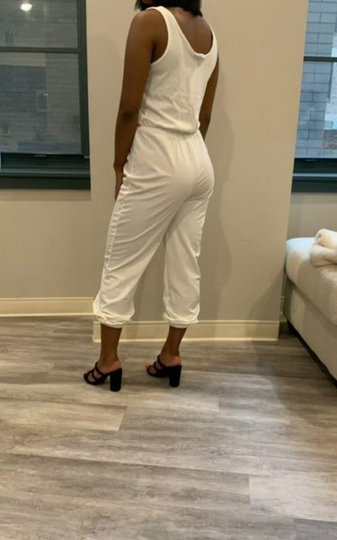 Basic Drawstring Jumpsuit (White)