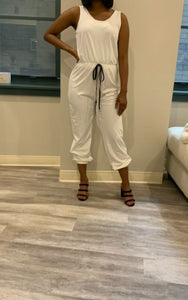 Basic Drawstring Jumpsuit (White)