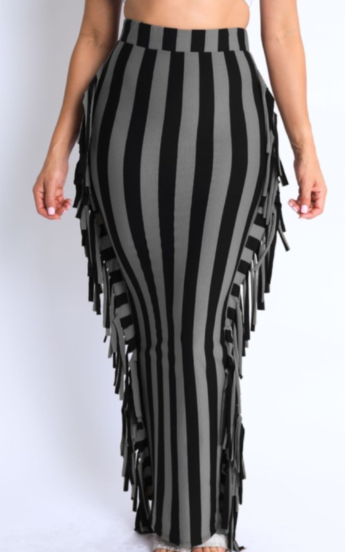 Shake Something Skirt (Grey Stripe)