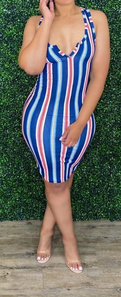 Striped Summer Dress (Navy)