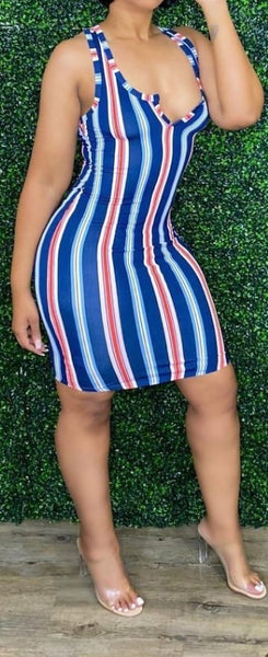 Striped Summer Dress (Navy)