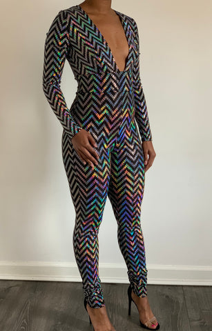 Jumpsuit Zig Zag: Silver