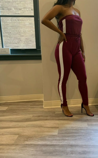 Basic Track Jumpsuit (Burgundy)