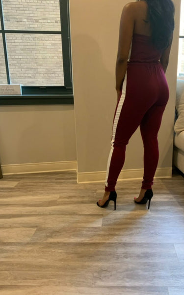 Basic Track Jumpsuit (Burgundy)