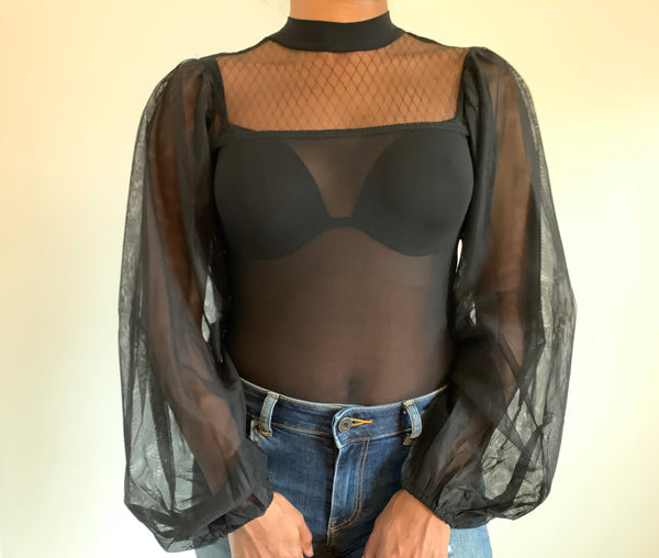 Sheer Bodysuit Black