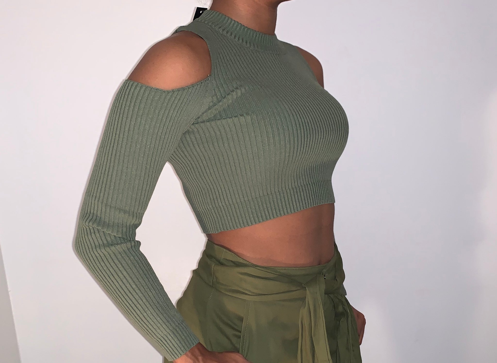 Crop Top: Olive Green